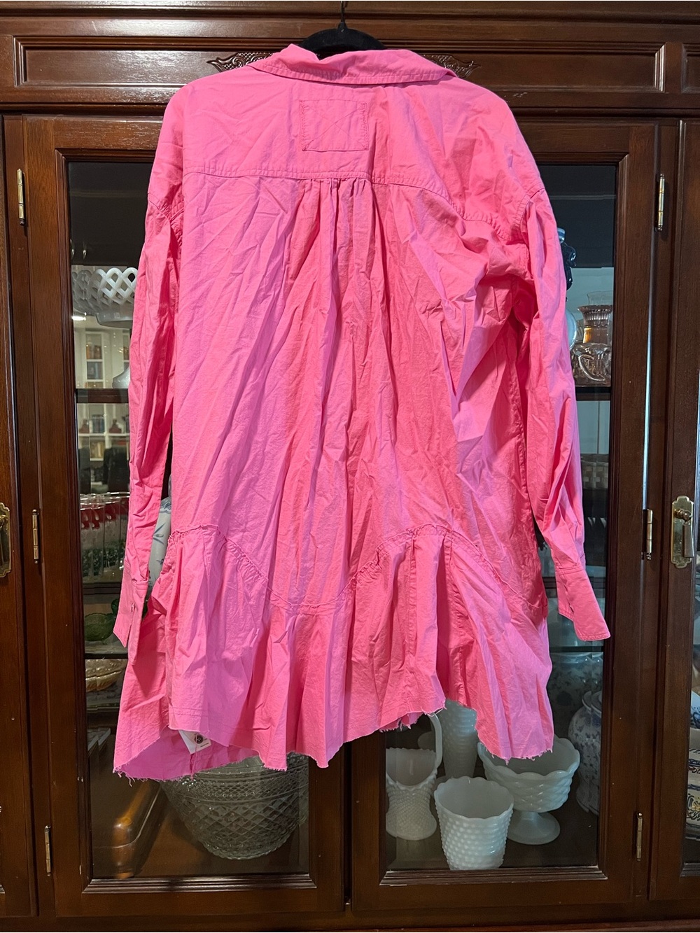 We The Free Pink Ruffle-Hem Oversized Shirt tunic - Picture 7 of 7